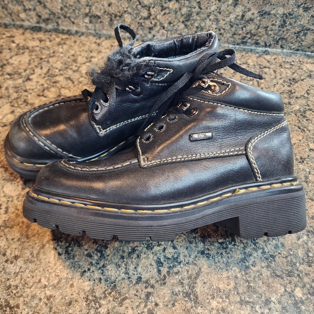 Dr. Martens Black Leather Lace-Up Heeled Boots